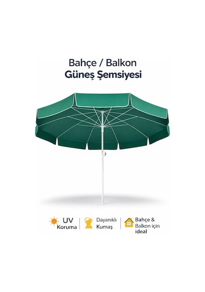 Garden Yüksek Kaliteli Eğilebilir Güneş Geçirmez Plaj Şemsiyesi 200cm - Düz Desen Karışık Renk