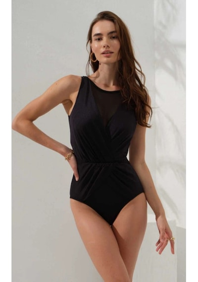 Pierre Cardin Boris Halter Yaka Tül Detaylı Drapeli Mayo Siyah