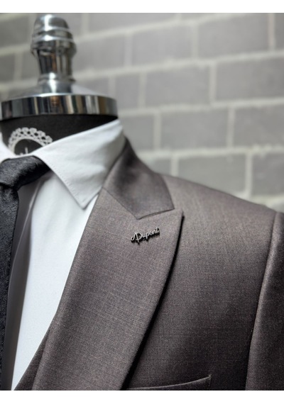 Dupont Classics Erkek Slim Fit 6 Drop Sivri Yaka Yelekli Filafil Çift Yırtmaç Takım Elbise Koyu Kahverengi Dupont Classics Erkek Slim Fit 6 Drop Sivri Yaka Yelekli Filafil Çift Yırtmaç Takım Elbise Koyu Kahverengi