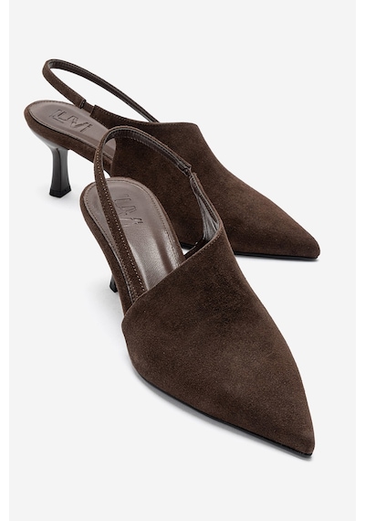 Luvishoes Yarel Kahverengi Süet Kadın Topuklu Ayakkabı