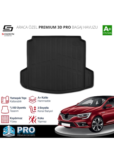S-dizayn Renault Megane 4 3d Pro Bagaj Havuzu Çift Kulaklı 2016 Üzeri A+ Kalite