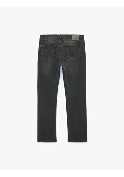 Koton Normal Bel Cepli Pamuklu Straight Fit Jean Pantolon - Mark Jean Siyah 7wam40370nd