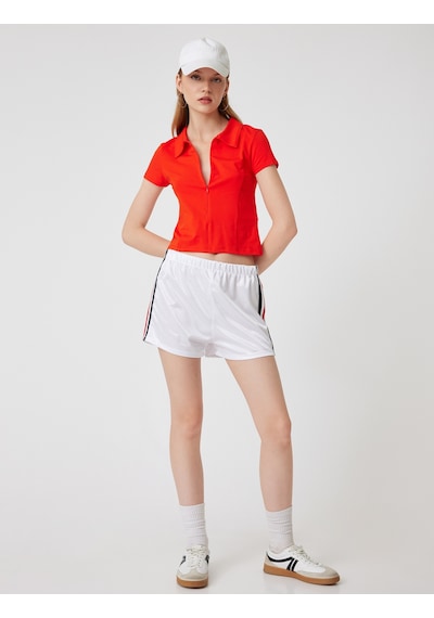 Koton Polo Yaka Tişört Fermuarlı Slim Fit Kısa Kollu Kırmızı 5wal10493ık Kırmızı