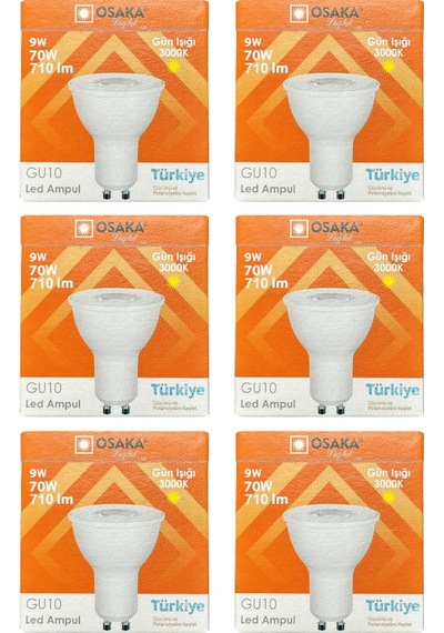 6 Adet Osaka 9w 70w Sarı Işık 3000k Gu10 Duylu Led Çanak Ampul