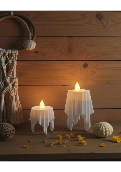 3d Dekoratif Bohem Uçan Beyaz Mumlar Tealight Mum Hediyeli Yükseklik 8 Cm , En 4,5 Cm