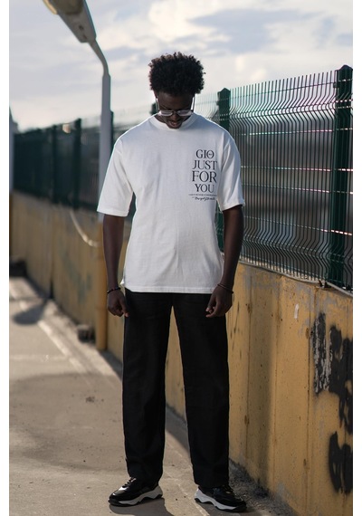 Bisiklet Yaka  Baskılı Oversize Geniş Model T-shirt 001
