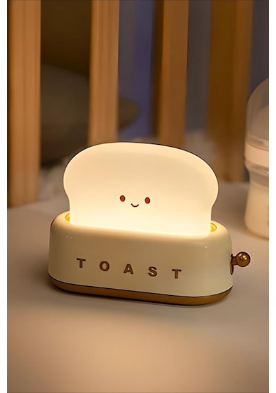 Sarı Tost Gece Lambası Şarjlı & Pilli Sevimli Led Işık,hediyelik Led Lamba Sarı