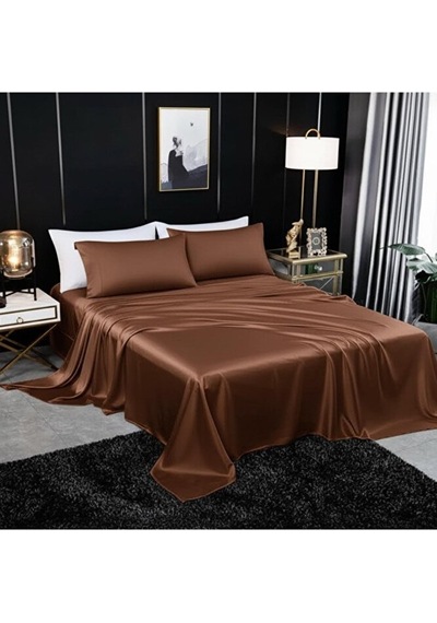 Metin Ev Premium 120 Tel Pamuk Saten Lastiksiz Çarşaf Seti 2 Y Kahverengi