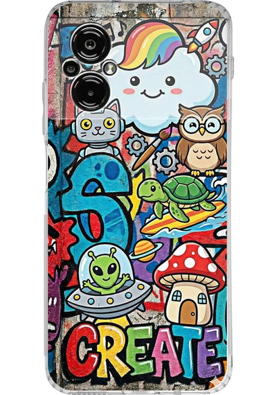 Poco M5 İle Uyumlu Grafiti Create Art Tasarımlı Şeffaf Silikon Kılıf Şeffaf