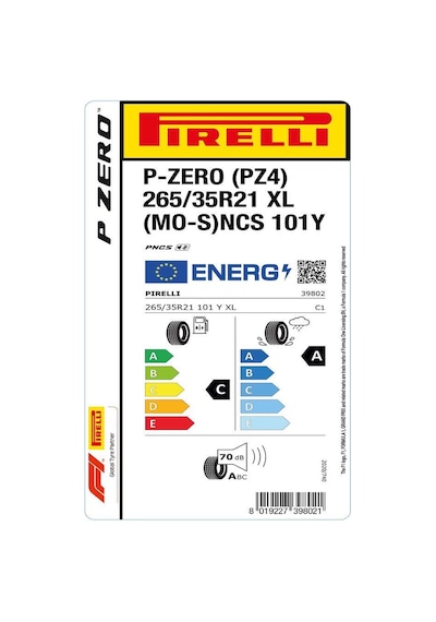 Pirelli 265/35 R21 101y Xl P Zero Pz4 Mo-s Pncs Oto Yaz Lastiği Üretim: 2024