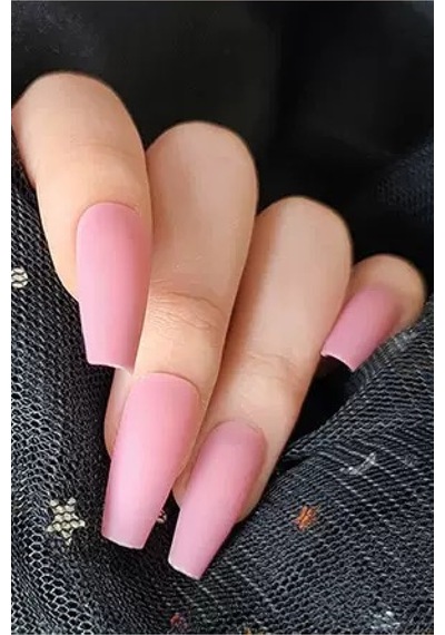 24 Adet Renkli Orta Uzun Küt Takma Tırnak 1135 Pembe