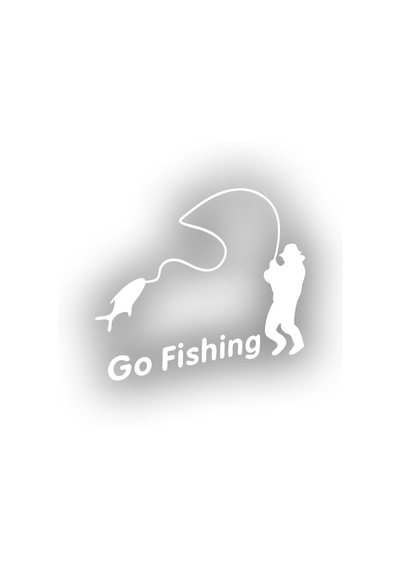 Go Fishing Araba Sticker 17x17 Cm Beyaz