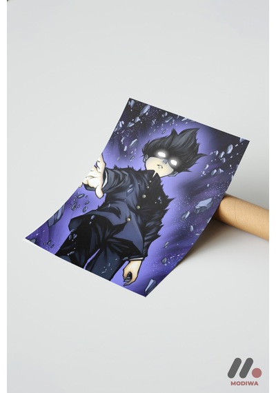 Mob Psycho Uzay Sahnesi Poster, Çerçevesiz Yüksek Kalite Duvar Afişi - Anime Severlere Özel Hediye