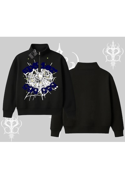 Startmore Beyaz Yarım Fermuarlı Sweatshirt Sp55der Siyah