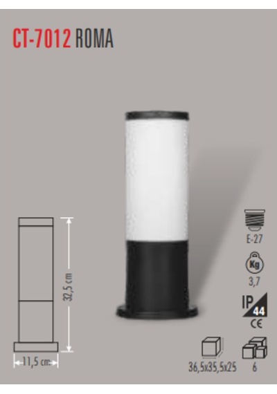 Ct-7012 Roma Bahçe Armatürü 32.5cm E27 Ampulsuz Cata Diğer