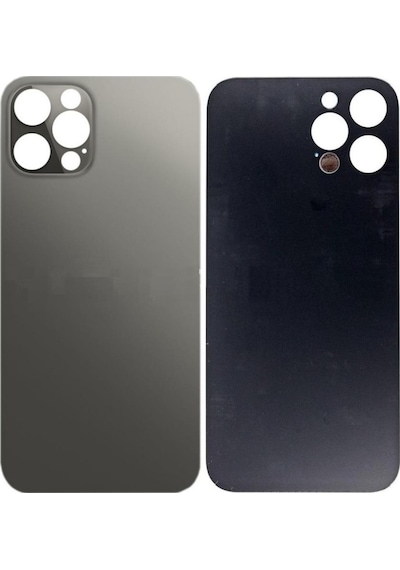 Apple Uyumlu iPhone 12 Pro Logolu Arka Pil Batarya Kapağı - Lens Hariç Siyah
