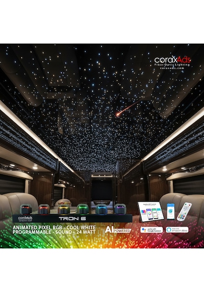 Karavan Ambiyans Aydınlatma Fiber Optik Yıldız Tavan Kiti - Kayan Yıldızlı Çok Renkli