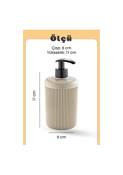 Grimorlife 2 Adet Akrilik Sıvı Sabunluk Mutfak Banyo Sabunluk Seti- 400 Ml Cam Değildir- Bej Bej