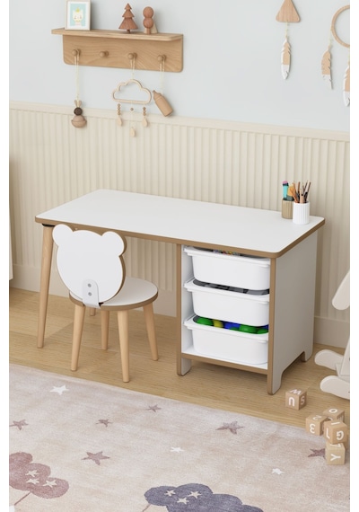 Çocuk Oyun Aktivite Masası 90x45 Cm 3 Sepetli Çocuk Çalışma Masası Arkalıklı Sandalye - Panda Çok Renkli Çocuk Oyun Aktivite Masası 90x45 Cm 3 Sepetli Çocuk Çalışma Masası Arkalıklı Sandalye - Panda Çok Renkli