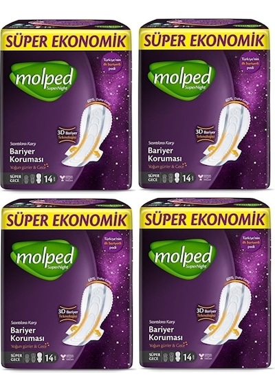 Molped Supernight Yoğun Günler & Gece (Süper Gece) 14'Lü 4 Adet Molped Super Gece 14