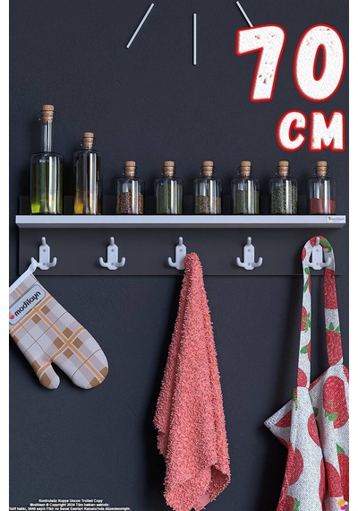 Kedi 15 Kancalı Mutfak Askısı 3'lü Set 66,4x19 Cm - Şık Tasarım, Çok Amaçlı Düzenleyici Ve Yer Tasarrufu Gri Kedi 15 Kancalı Mutfak Askısı 3'lü Set 66,4x19 Cm - Şık Tasarım, Çok Amaçlı Düzenleyici Ve Yer Tasarrufu Gri