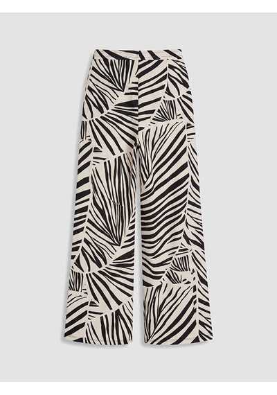 Lcw Everyday Gri Beli Lastikli Zebra Desenli Kadın Pantolon