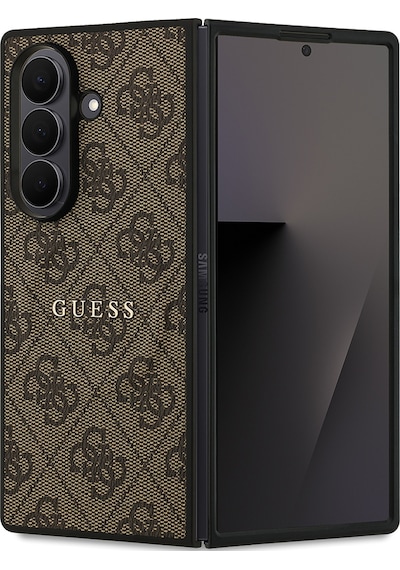 Galaxy Z Fold 7 Uyumlu Kılıf Guess Lisanslı M-safe Özellikli 4g Desen Yazı Logolu Kapak Kahverengi