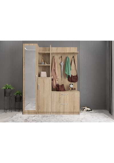 Çizgi Portmanto Vestiyer Ayakkabılık Meşe 180 cm