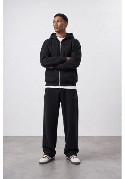 Erkek Respire Basic Oversize Zip Siyah