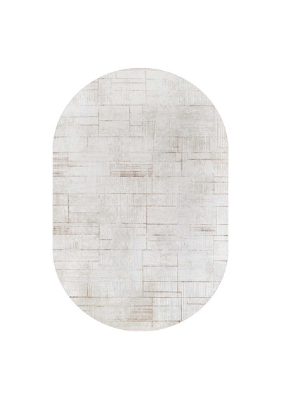 Etro Dekoratif Modern Akrilik Makine Oval Halı Et10 Bej