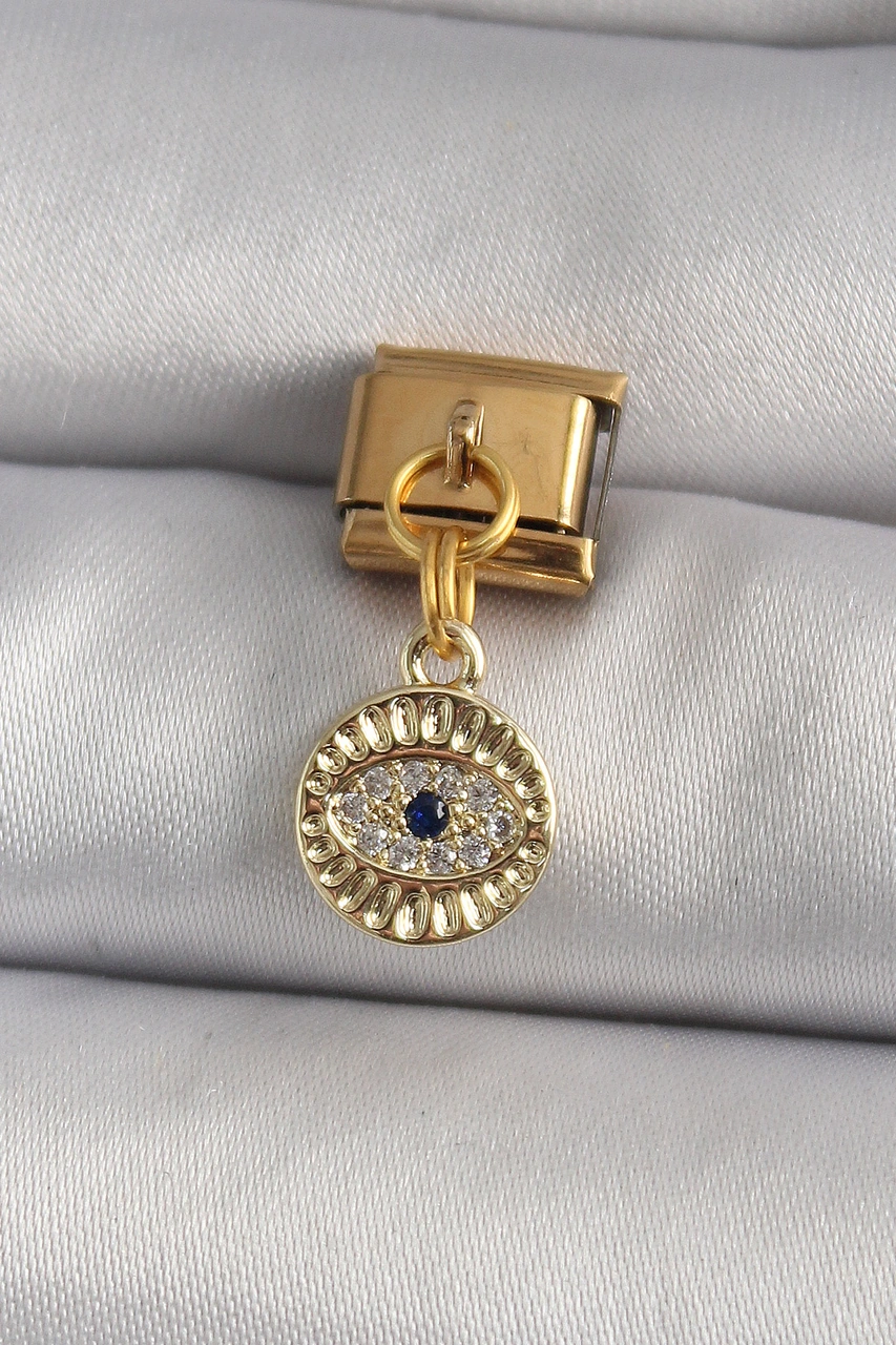 316l Çelik Gold Renk Sallantı Zirkon Taşlı Göz Model Nomination Charm Diğer 88449604
