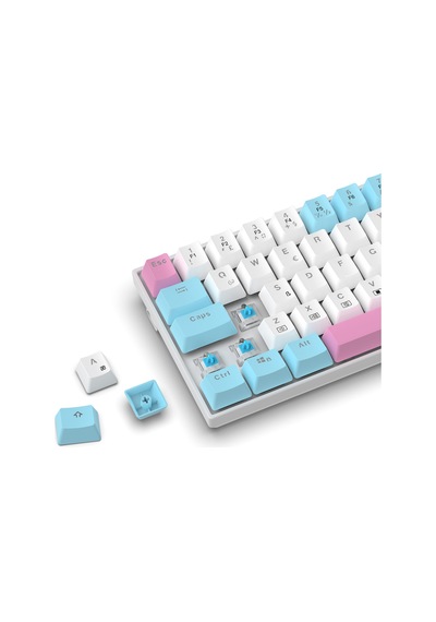 R10 Mekanik Klavye Full Anti-ghosting Hot Swap Blue Switch Oyuncu Klavyesi Türkçe Buz Mavisi Işık