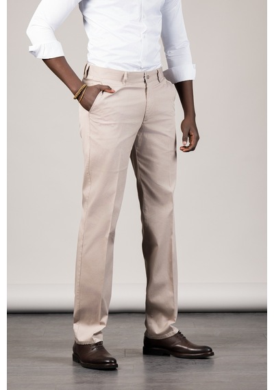 Notra Regular Fit Pamuklu Dokulu Klasik Yazlık Gabardin Pantolon Krem