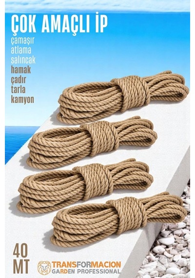 Çok Amaçlı Kalın İp Hamak İpi - Çamaşır Salıncak Atlama 40 Metre 721767 Çok Renkli