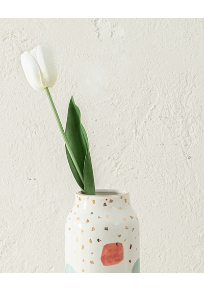 English Home Tulip Garden Tek Dal Yapay Çiçek Beyaz
