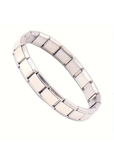 Çelik Bileklik İtalyan Charm Yazısız Model Unisex Erkek Kadın 3 Mm 18 Cm Gümüş Silver Gümüş