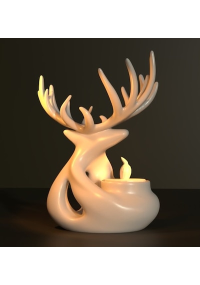 Modern Geyik Figürlü Dekoratif Mumluk - 3d Tasarım Minimalist Tealight Şamdan Ve Estetik Ev Hediyesi Çok Renkli