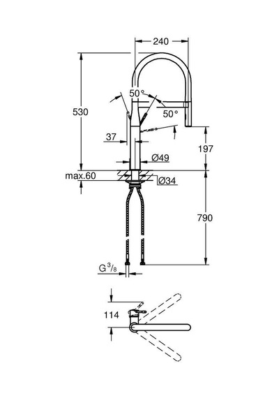 Grohe 30503KF0 Essence Tek Kumandalı Eviye Bataryası Siyah