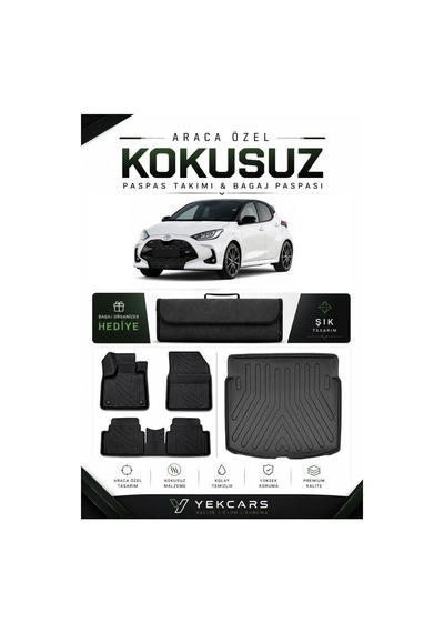 Toyota Yaris 2026 Model Aracınıza Özel 4d Karbonlu Kauçuk Paspas Takımı Ve Bagaj Havuzu