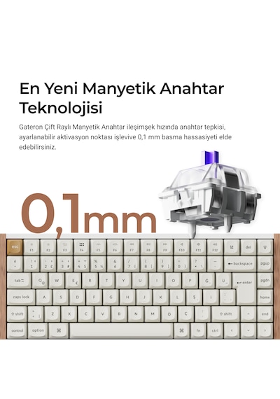 Keychron K2 He Kablosuz Manyetik Anahtar Türkçe Klavye Gateron Çift Raylı Manyetik Bulutsu Anahtarlar K2h-q1-tr