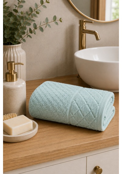 Kristal 2 Li Banyo Havlu Seti 50 90 Baş Havlusu + 90 150 Banyo Havlusu - Buz Mavisi