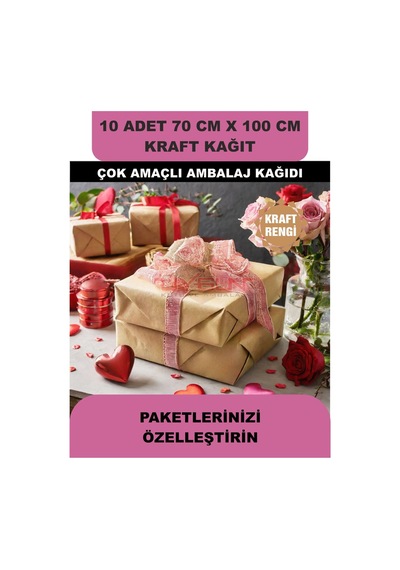 10 Adet 70cm X 100cm 100 Gr. Kraft Ambalaj Kağıdı, Çeyiz Ev Eşyası Hediye Ürün Paketleme, Çocuk Etkinlikleri
