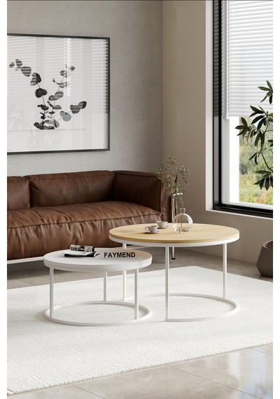Faymend Prime 2'li Orta Sehpa 'rivoli Beyaz' 70x58 Kırmızı