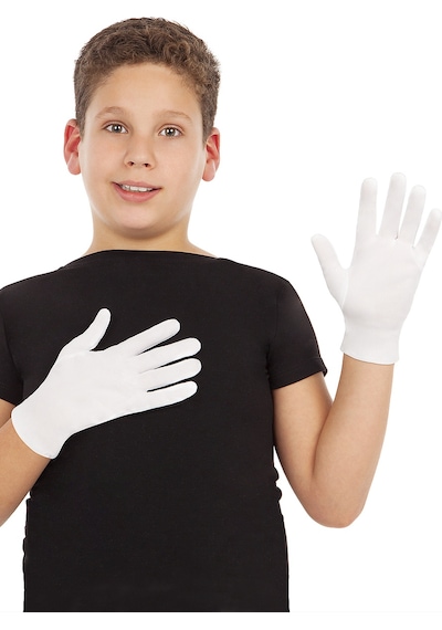 Beyaz Renk Çocuk Boy Likralı Pandomim Eldiveni 5264 "