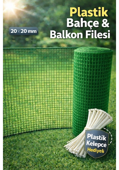 Plastik Yeşil Dekoratif Bahçe Çiti Perde Balkon Filesi 20 Mm Göz Kedi Filesi Kümes Filesi Çiti