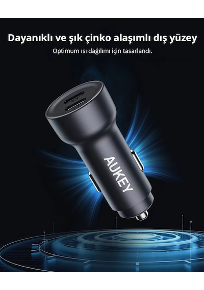 Aukey Cc-y23-bk 65w Small 2port Car Charge C+c P. Cyau-y23-01