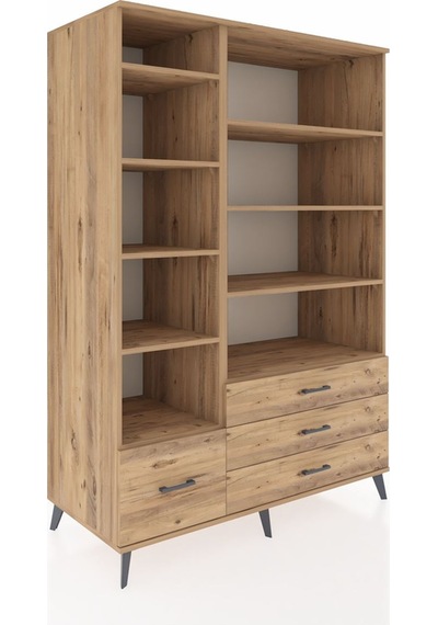 Kronos Dolap 9 Raflı 4 Çekmeceli 132x59x195 Çam-çam/çam Çam