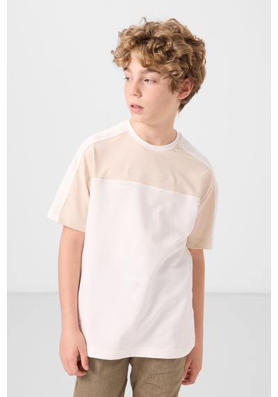 Tommylife Ekru Pamuklu Yumuşak Dokulu Oversize Fit Baskılı Erkek Çocuk T-shirt - 11290 Ekru