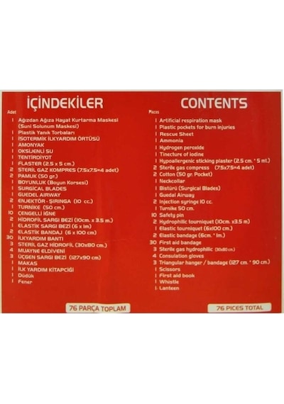 Gemiler İçin İlk Yardım Çantası 76 Parça