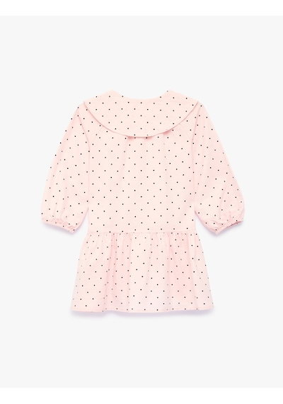 Koton Pamuklu A Kesim Uzun Kollu Puantiyeli Bebe Yaka Elbise Pembe Desenli 7wmg80004aw